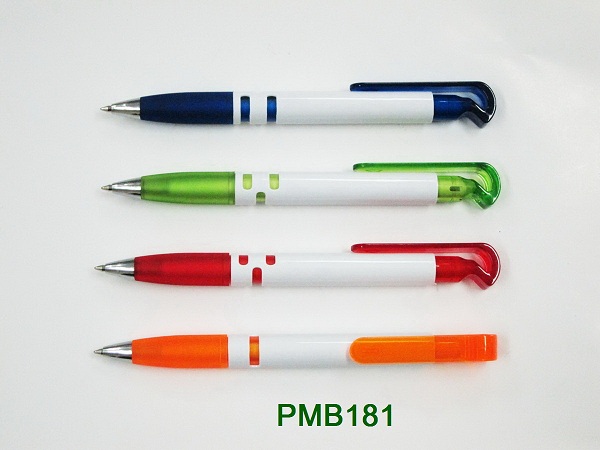PM181 ปากกาลูกลื่น ปลายด้ามจับ 4 สี ปากกาพลาสติก ราคาส่ง พร้อมสกรีนโลโก้