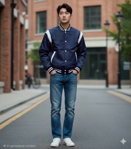 เสื้อแจ๊คเก็ต ทรงเบสบอลแบบกระดุม