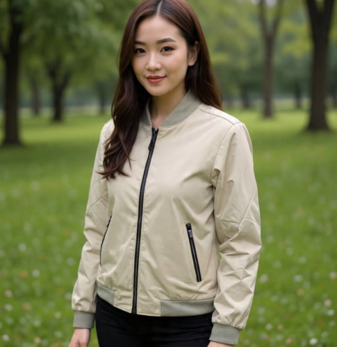 เสื้อแจ๊คเก็ตผ้าไมโครสีครีมเนื้อผ้าพรีเมี่ยม 1