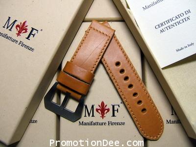 F2-1942 24/24 120/75 Aged calf leather strap 1942 with Polished buckle (light brown stitch)