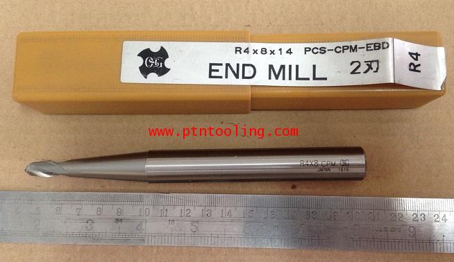 Ball end mills 2flutes Diameter 8mm. R4 OSG