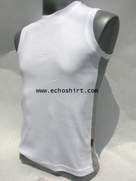 BS015 เสื้อแขนกุดเข้ารูปตัดต่อข้างลำตัว บอดี้ไซด์ Cotton 100% ผลิตเสื้อคอกลม โรงงานผลิตเสื้อคอกลมครบ