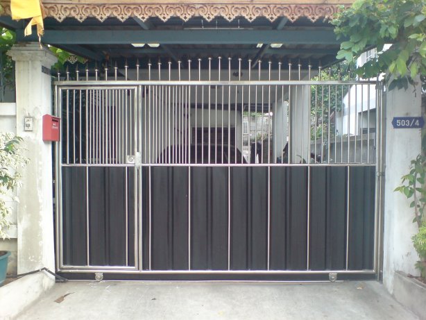 LD-A008 ประตูรั้วสเตนเลสบานสวิง (ปิด-เปิด) Swing Stainless Steel with Alu-Zinc Plate Gate,Door