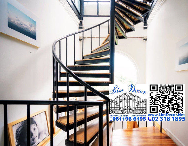 LD-BD244 ราวบันไดวนเหล็กพื้นไม้เอ็นจิเนียร์สำหรับพื้นที่จำกัดมากขึ้นดาดฟ้าMetal Steel Spiral with En 2