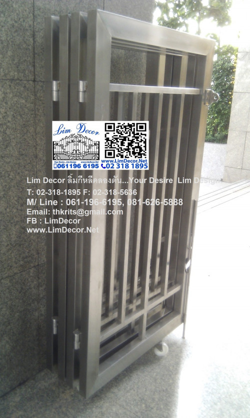 DIY ประตูม้วนเหล็กลอนเดี่ยวเคลือบสีเทาบานทึบ Single Curve Metal Steel Shutter Gate 4