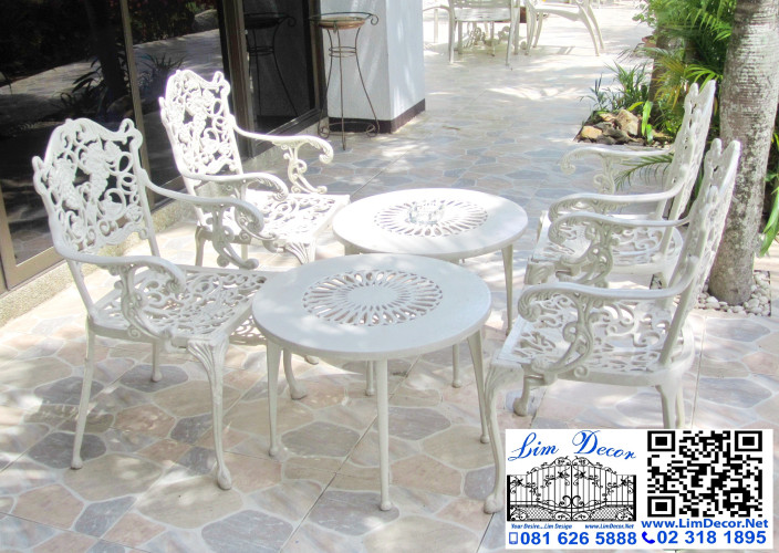 LD-E2005 ชุดสนามอัลลอยลายตำลึง Alloy Steel Bench/Sofa Garden Furniture – Gourd Vegetables Model 2