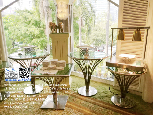 LD-E019 โต๊ะกลมอัลลอยพร้อมกระจกหน้าโต๊ะ Alloy Steel Round Table  Glass 3