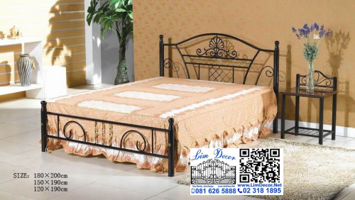 LD-F607  เตียงนอนสเตนเลสไม้มะค่าสั่งทำ Stainless Steel Macha Wood Designed Bed 1