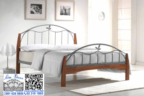 LD-F607  เตียงนอนสเตนเลสไม้มะค่าสั่งทำ Stainless Steel Macha Wood Designed Bed