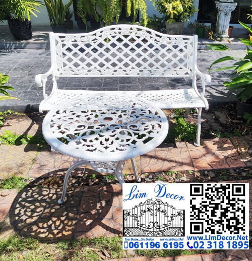 LD-E2029 ม้านั่งโซฟาร์สนามอัลลอยลายกุหลาบ Alloy Steel Bench/Sofa Garden Furniture 1
