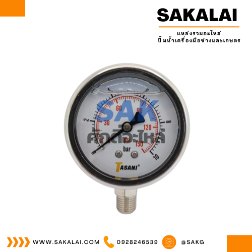 Pressuse Gauge ออกล่าง Y-60 น้ำมัน (10 Bar -150 Psi) TASANI