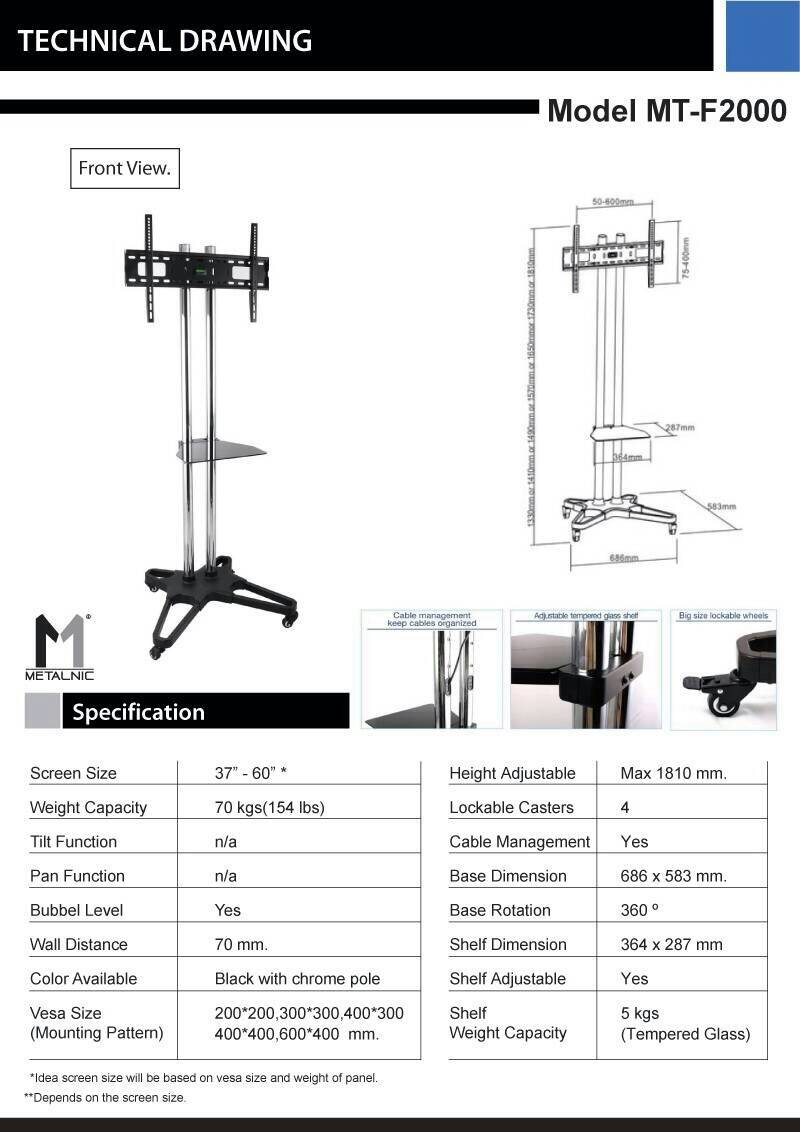 ขาตั้งทีวี METALNIC  MT-F2000 2