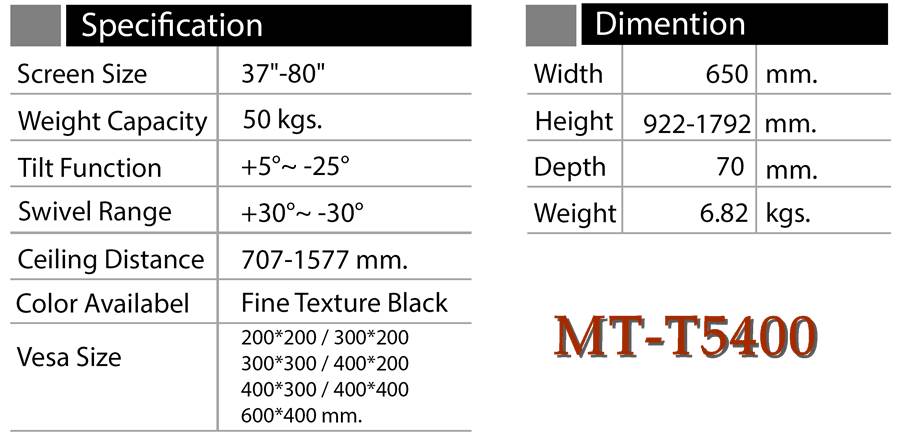 ขาแขวนทีวี METALNIC MT-T5400  รองรับจอขนาด 37-80 นิ้ว 2