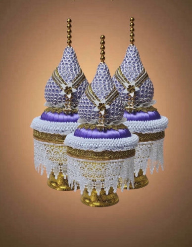 กรวยอุปัชฌาย์รุ่นใหม่ ปี 2568 กรวยเสมา กรวยธรรมจักร ชายอุบะ  กรวยหัวพุ่มชายลูกไม้  กรวยบวช 7