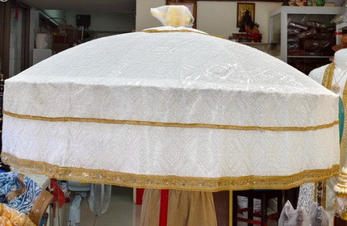 สัปทนผ้าเพชรลายออกใหม่ เพชรขาววางทับผ้าสีพื้น  ยอดลงยา 4