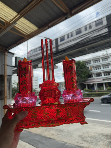 ธูปเทียนใส่ถ่าน ไหว้เจ้าไหว้เทพ ไฟสะบัด LED สีแดง เล็กใหญ่ 6