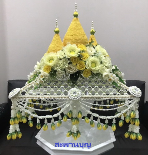 งานออกใหม่ 2568  ครอบไตรหัวพุ่ม 3 ยอด   ดอกพุดดิน  สั่งได้ทุกสี ครอบไตรกฐิน 3