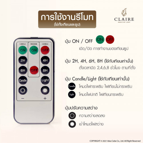 ( เทียนใส่ถ่าน เทียนมินิ ) เทียนพลาสติกมีรีโมท  รุ่นโปรโมชั่น  LED ใช้ถ่าน AA 2 ก้อนต่อชิ้นแคลร์ 2