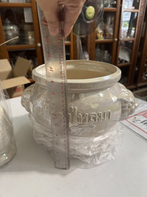 จัดชุด กระถางธูปมุก + แจกันมุก 9 นิ้ว มีคำมงคลที่ตัวสินค้า ( ตรา WT ) กระถางมุกตราวรทัศน์ 8