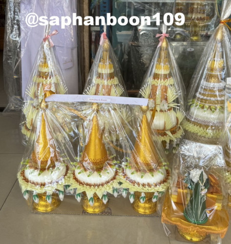 ต้นเทียน ( เดี่ยว ) สามารถประยุกต์เป็นบายศรีได้ งานผ้าเย็บแบบ 8