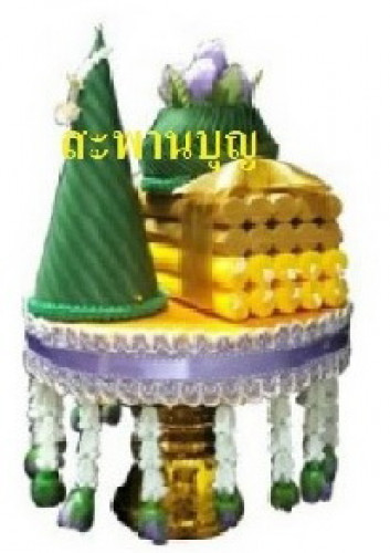 พานแพขมา ดอกข่าร้อยอุบะ เบอร์ 1  มีหลายสี สั่งได้  พานขมา เทียนแพ 3