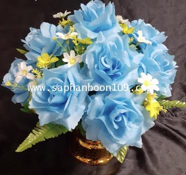 พานดอกมะลิวันแม่ และ พานดอกไม้สีฟ้าสีขาว 6