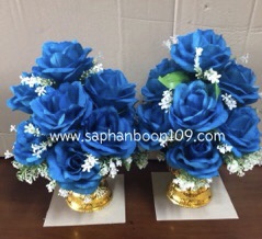 พานดอกมะลิวันแม่ และ พานดอกไม้สีฟ้าสีขาว 9