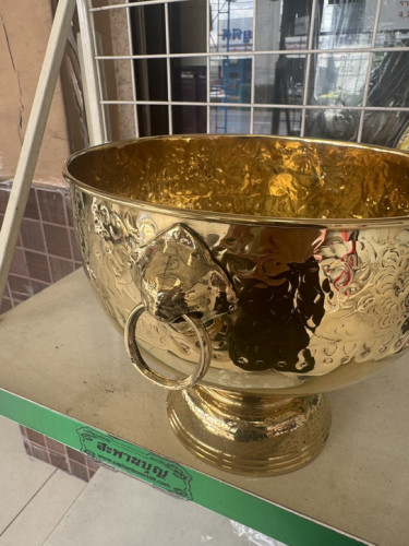 ขันหัวสิงห์  ขันหูสิงห์ ขันน้ำมนต์ ทองเหลืองแท้  9 นิ้ว  ขันทองเหลือง 4