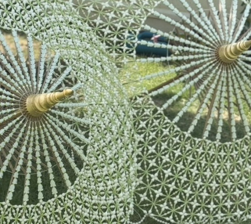 ร่มกฐิน ร่ม 38 นิ้ว  ร่มงานประดิษฐ์ร้อยดอกไม้แฮนเมด ร่มดอกไม้ งานละเอียดประณีต พุดมะลิทิชชู่ 6