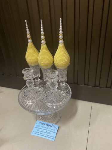 เครื่องทองน้อยแก้วคริสตัล   ยอดพุ่มมุก  มีหลายสี สั่งได้ค่ะ  เครื่องแก้วเกรดเอ /เกรดบี ไม่ส่งพัสดุ 9