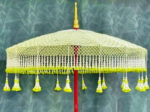 สัปทนร้อยดอกพุด สัปทนดอกรัก ร่มดอกไม้ ร่มกฐินงานละเอียด หัตถกรรมไทยโบราณ กว่า 2 หมื่นดอก