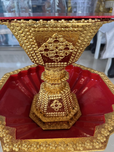 พานแว่นฟ้าไม้ ปิดทอง  พานแว่นฟ้ากฐิน งานบวช งานหัตถกรรมสวยๆ 6