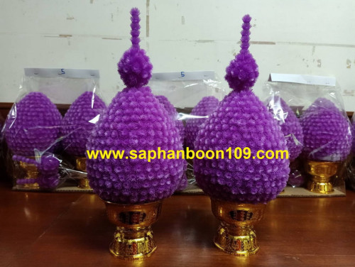 พานพุ่มสีขาว  พานพุ่มดอกบานไม่รู้โรย สีเดียวล้วนๆ งานสั่งทำ พานพุ่มสีต่างๆ 8