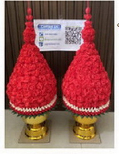 พานพุ่มคาร์เนชั่น มีหลายสี สั่งได้  แต่งพานกลีบพัด 2