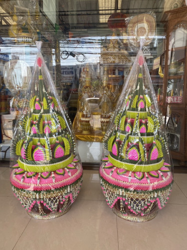 บายศรีใหญ่ บายศรีโตกไม้ ใหญ่พิเศษ บายศรี 3 ชั้น โตกไม้ สูง 1.20 เมตร  โตก 20 นิ้ว   สั่งได้ทุกสี 8