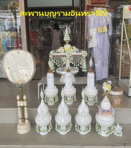 ครอบไตรหัวแหลมงานดอกพุ่ม  งานละเอียดพรีเมี่ยมไฮโซชาววัง  ครอบไตรพรีเมี่ยมดอกข่า ครอบไตรชาววัง 5