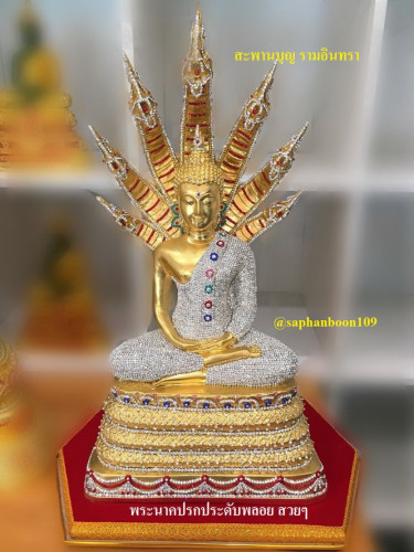 พระพุทธรูป ปิดทองแท้ ติดคริสตัล ( พระประดับพลอยสวารอฟสกี้ - พระพุทธชินราช หลวงพ่อโสธร พระแก้วมรกต) 2