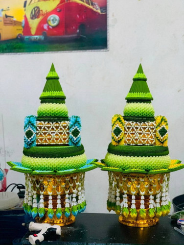 พานธูปเทียนแพขมา แพขมา พานพร้อมกรวยขมาแพขมาชาววังพรีเมี่ยม 2