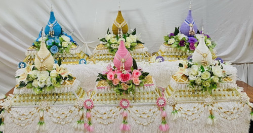 ชุดเครื่องบวชขายยกเซ็ท ตราเต่ามังกร  ครอบไตร กรวยอุปัชฌาย์ ต้นเทียน พานแว่นฟ้า ยกชุด 1