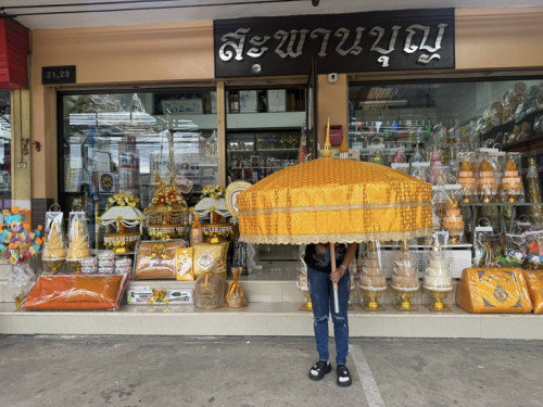 มาใหม่!!!   สัปทนผ้าเกาหลีลายไทย ผ้าลายไทย  ยอดลงยา ด้ามชแลค  สินค้าออกใหม่ปี2567