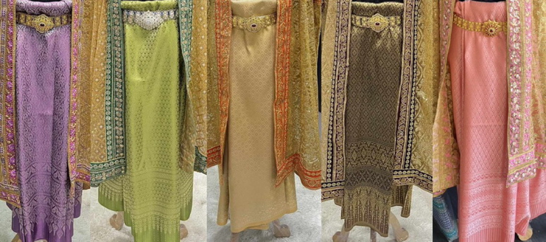 ผ้านุ่งนาค ผ้าถุงนาค ผ้าลายไทย มีหลายสี บวชนาค ใส่กับเสื้อนาค 6