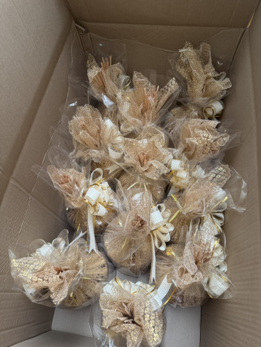 สังฆทานชะลอม เจริญสุข ชะลอมห่อผ้าทอง  ตราศักดิ์มงคลพร ชะลอม 6 นิ้ว สังฆทานงานบวช 8