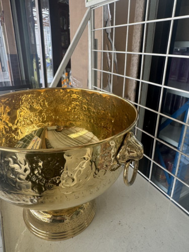 ขันหัวสิงห์  ขันหูสิงห์ ขันน้ำมนต์ ทองเหลืองแท้  9 นิ้ว  ขันทองเหลือง 5