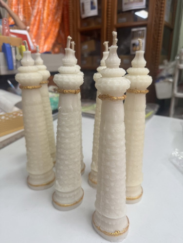 เทียนขี้ผึ้งแท้ผสมพาราฟิน เทียนหลักชัย  ( เทียนขี้ผึ้งผสม ) เทียนไขจุดเข้าพรรษาได้ เทียนพรรษา 4