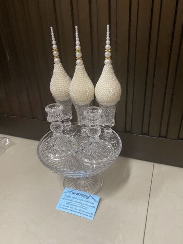 เครื่องทองน้อยแก้วคริสตัล   ยอดพุ่มมุก  มีหลายสี สั่งได้ค่ะ  เครื่องแก้วเกรดเอ /เกรดบี ไม่ส่งพัสดุ 7