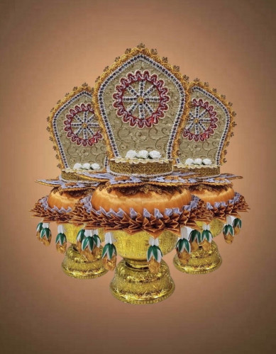 กรวยอุปัชฌาย์รุ่นใหม่ ปี 2568 กรวยเสมา กรวยธรรมจักร ชายอุบะ  กรวยหัวพุ่มชายลูกไม้  กรวยบวช 2