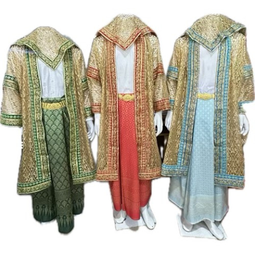 ชุดนาคชาววังพรีเมี่ยม ใส่กล่อง 1 ชุดมี เสื้อคลุมนาค + ผ้าถุง + เข็มขัด + ผ้าคลุมศรีษะนาค   เสื้อนาค 4