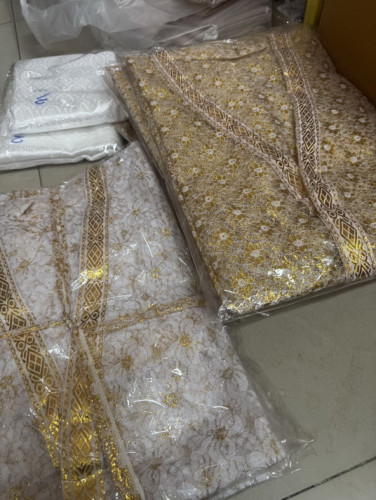 เสื้อคลุมนาค ผ้าลูกไม้ สีทอง / เสื้อนาค ( เฉพาะเสื้อ )  ชุดนาคอ้วน ใส่ได้ 5