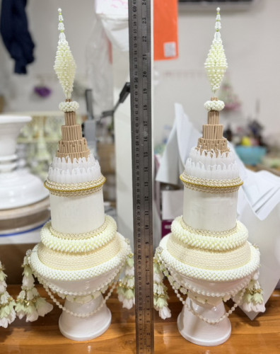 6 พาน กรวยอุปัชฌาย์ และ ต้นเทียนอุปัชฌาย์ ชุดบวชขายยกชุด กรวยบวช 3