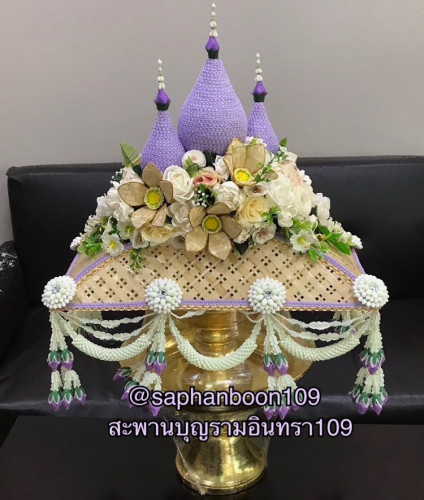 ครอบไตรจักสาน ครอบไตรหัวพุ่มงานไม้ไผ่จักสาน ครอบไตรชาววัง ครอบไตรพุ่มสามยอด